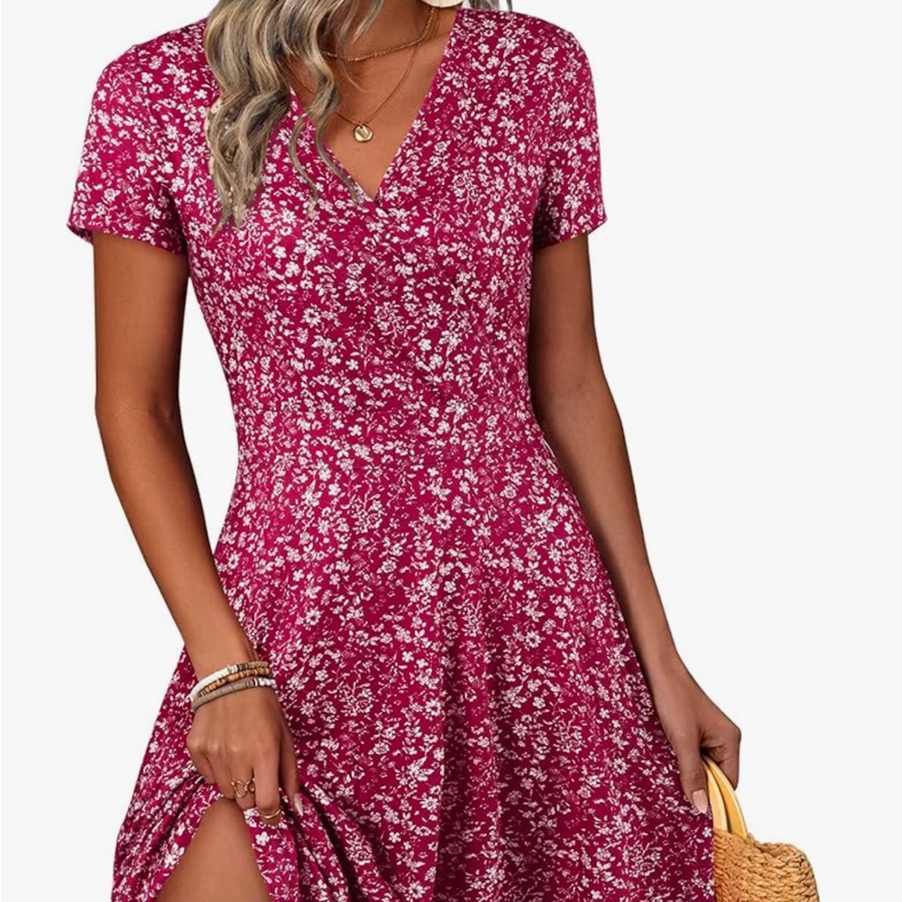 Floral Pink V-Neck Dress